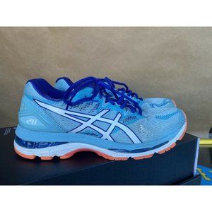 ASICS WOMEN GEL-NIMBUS 20 COMFORTABLE RUNNING SHOES BLUEWHITE T850N-1401 SIZE 9